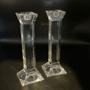 Pair of Villeroy & Boch Pisa lead crystal candlesticks 8”